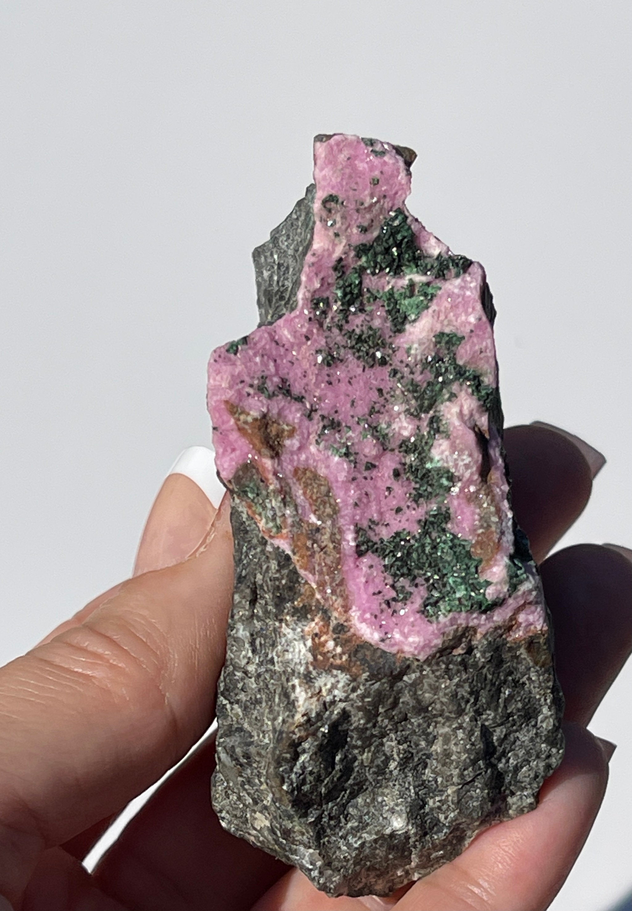 Pink Cobalto Calcite | Cobaltoan Calcite and Malachite Crystals | 141grams
