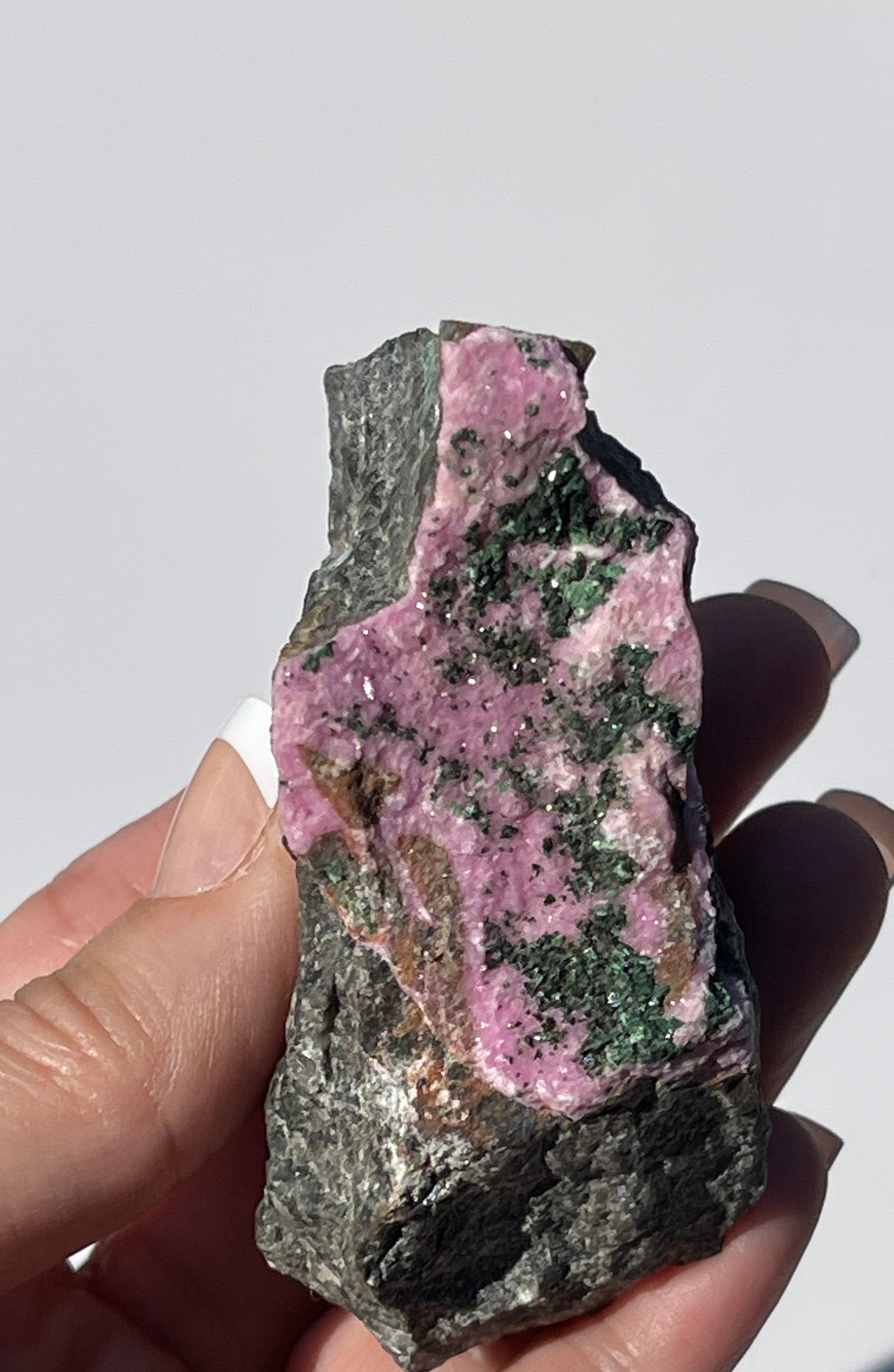 Pink Cobalto Calcite | Cobaltoan Calcite and Malachite Crystals | 141grams