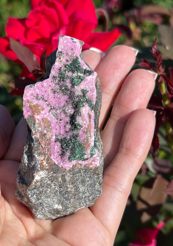 Pink Cobalto Calcite | Cobaltoan Calcite and Malachite Crystals | 141grams