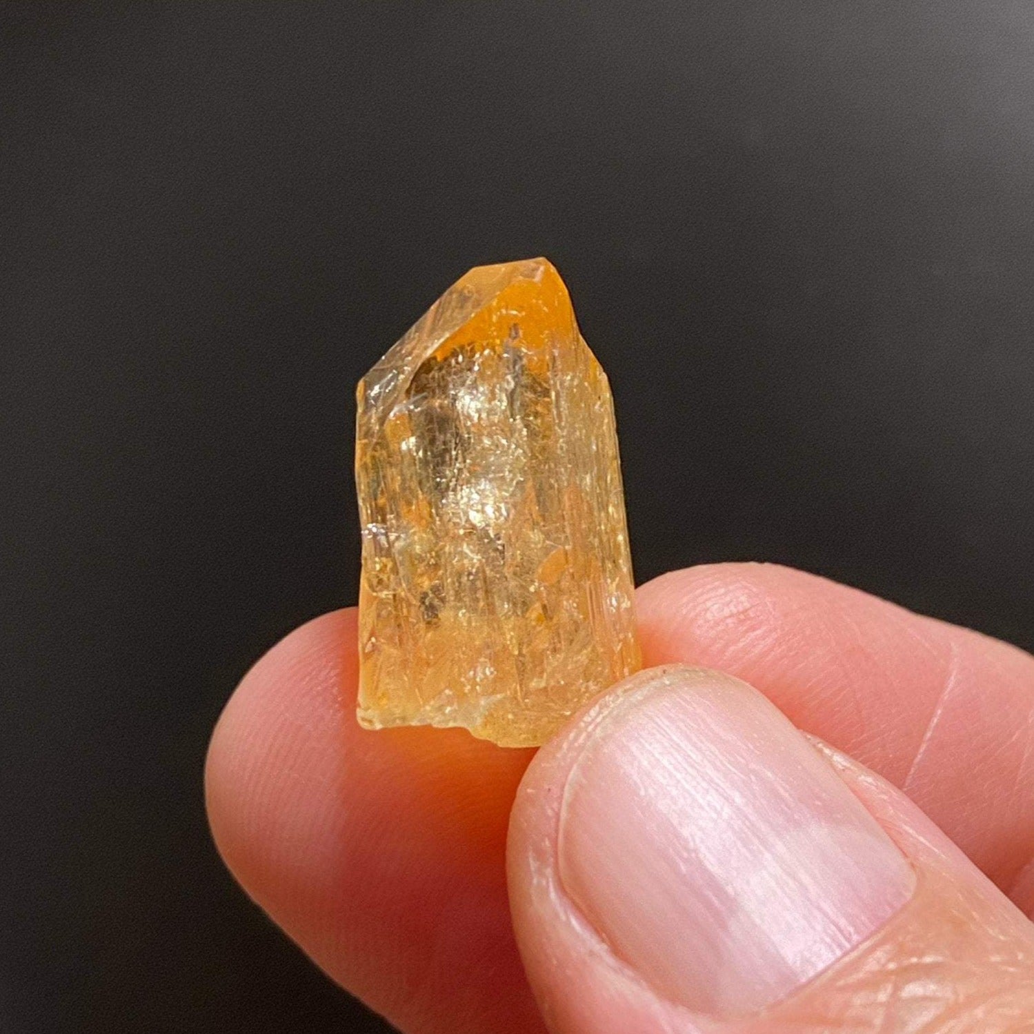 Topaz var. Imperial. The source for this fine Topaz is the Solwezi District, North-Western Province, Zambia. 100% natural. High quality, rare specimen. 8 grams.