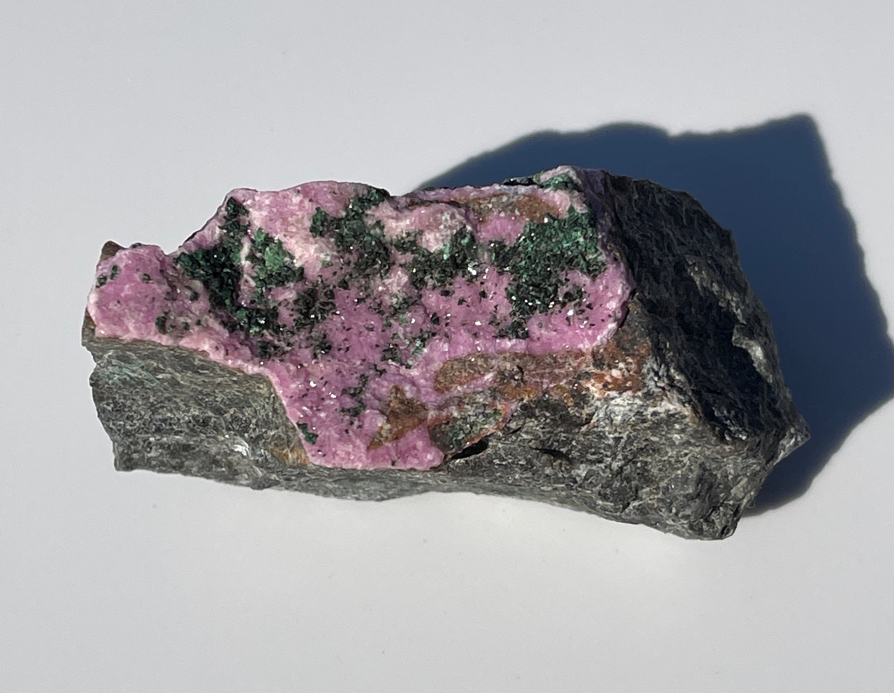 Pink Cobalto Calcite | Cobaltoan Calcite and Malachite Crystals | 141grams