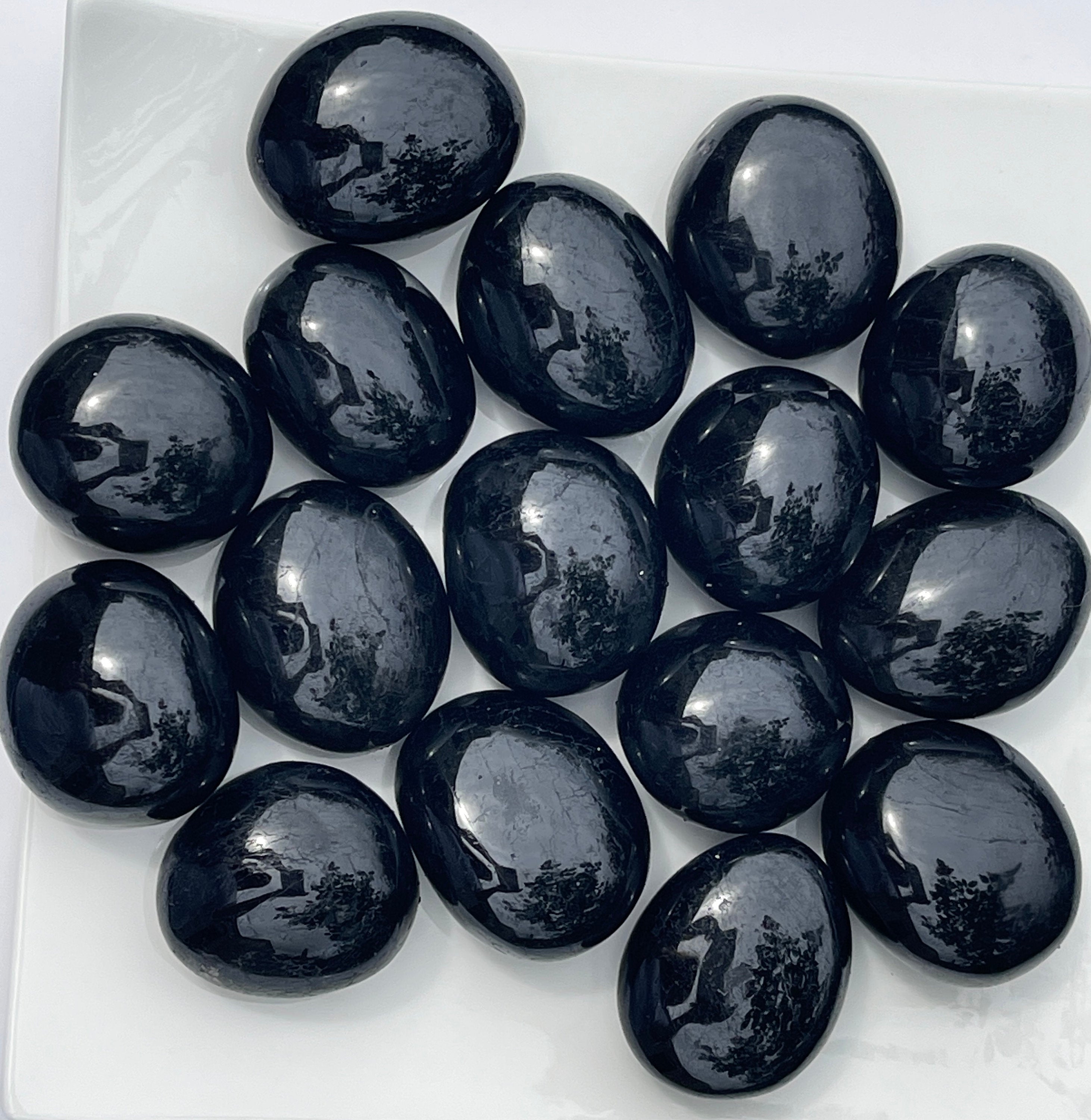 1 Black Tourmaline Tumbled Stone | Palm Stone | Grounding