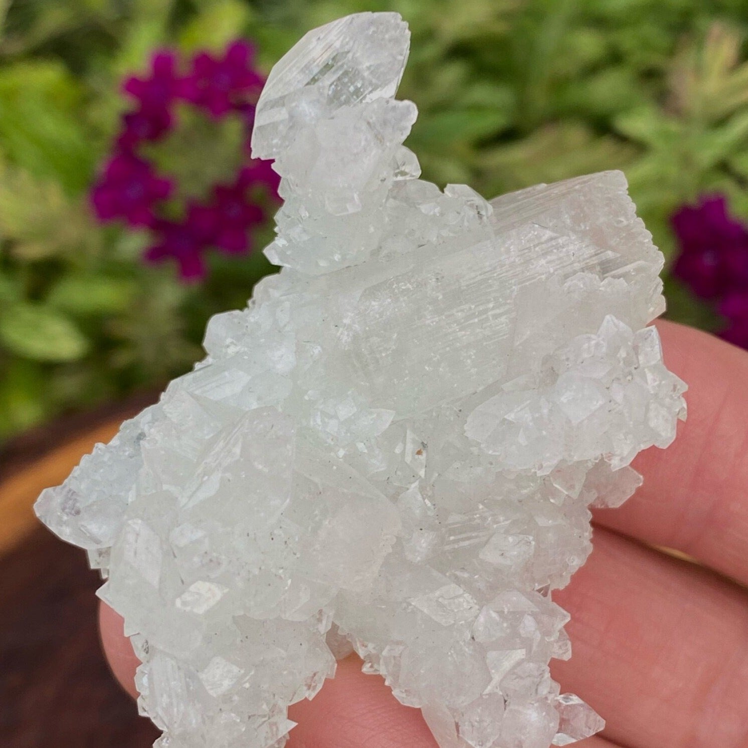 Apophyllite, Calcite Crystals Double Terminated